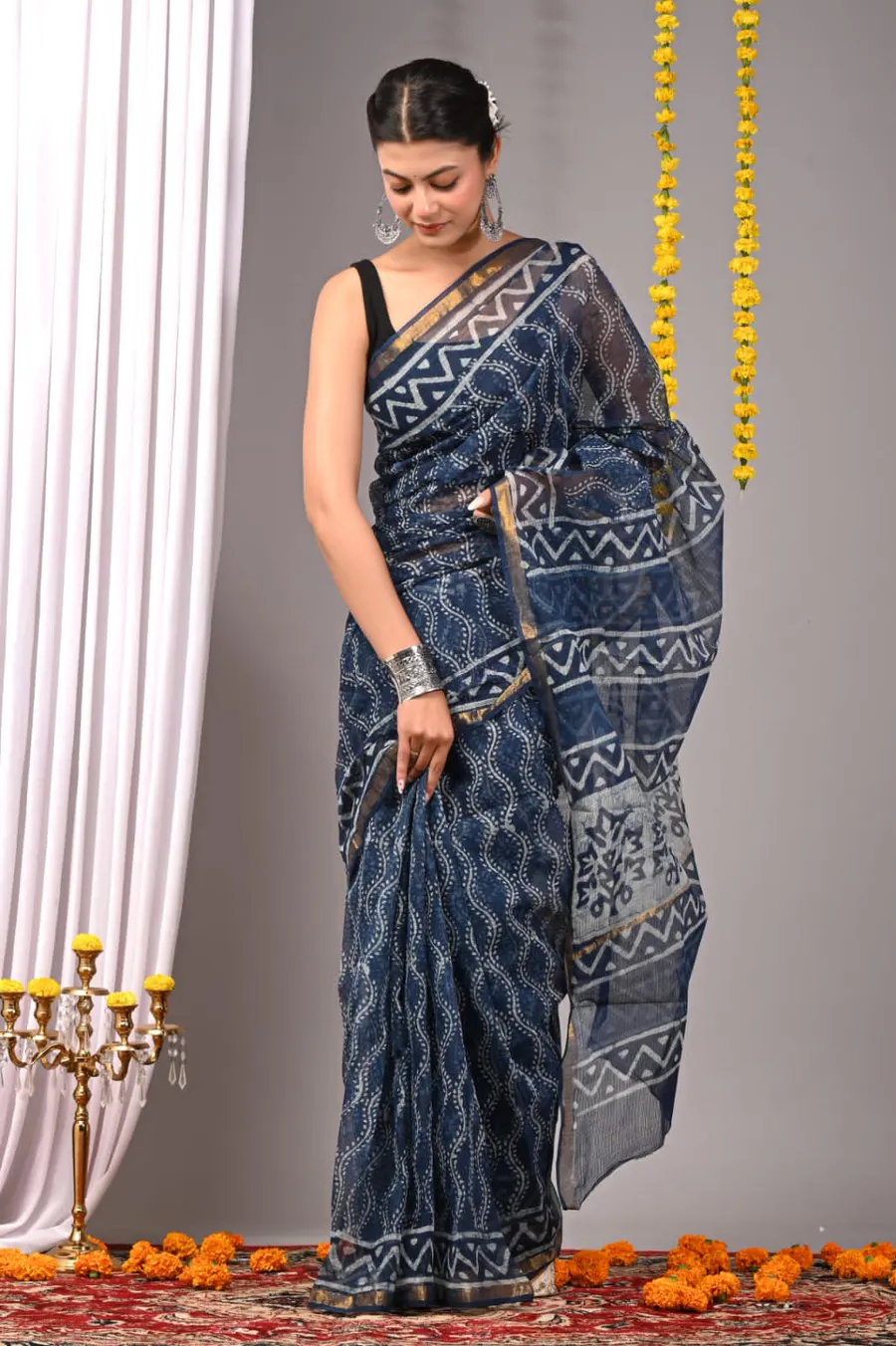 Handcrafted Bagru Print Kota Sarees 